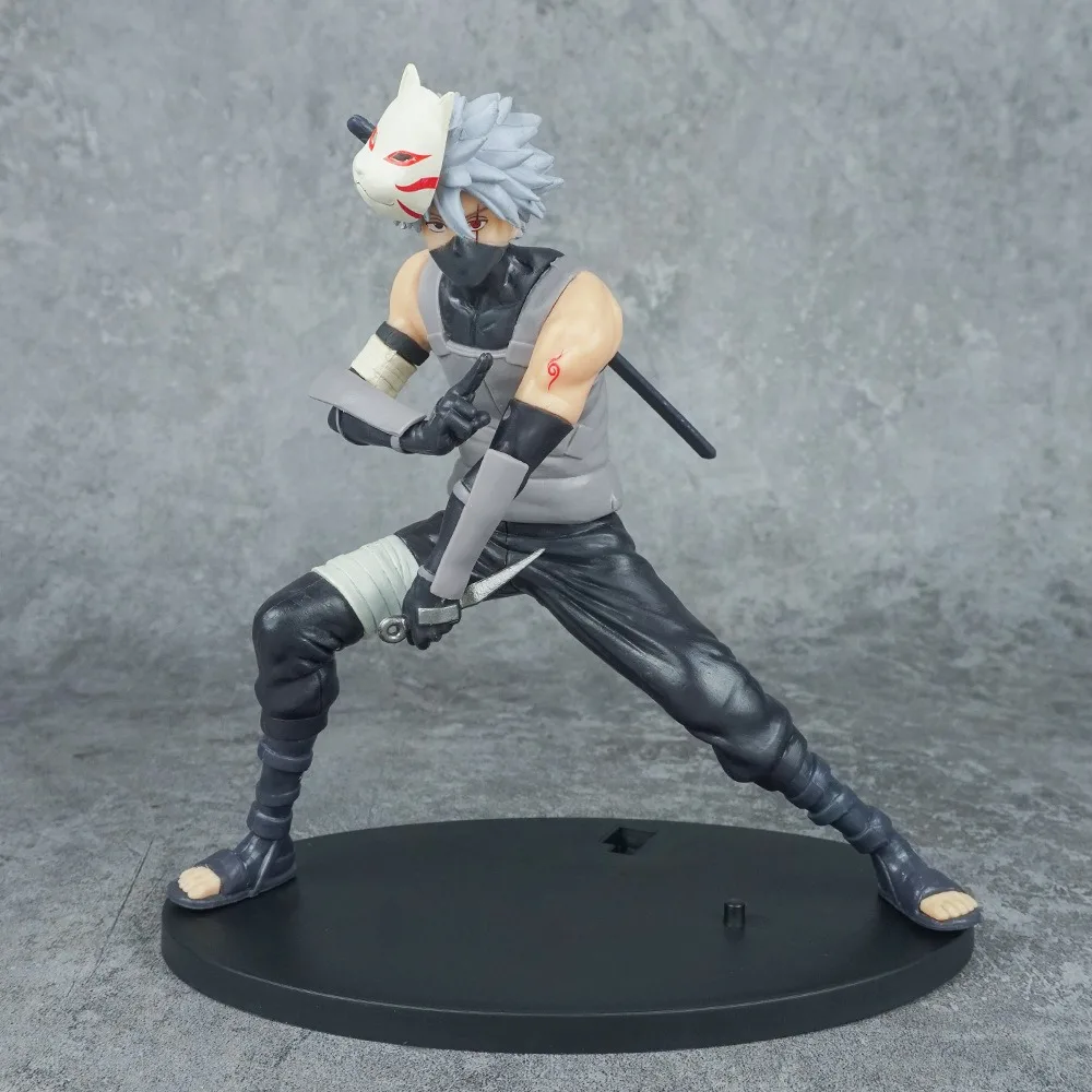 18CM Anime Naruto Figure Kakashi Naruto Sasuke Figurine Mask Kakashi Figure PVC Action Figure Model Children Dolls Gift Toys