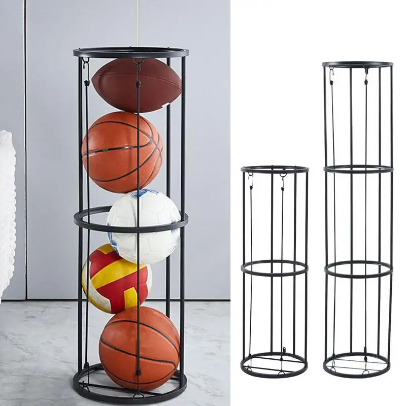 Vertical Ball Storage Rack 2/3 Layer Easy to Assemble Wall-Mounted/Vertical Ball Organizer Ball Rack Basketball Storage Sports