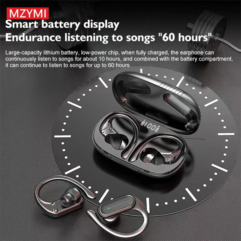 MZYMI Wireless Earphones A520 Bluetooth 5.3 Headphones TWS In-Ear EarHook Earbuds With Mic 9D Stereo Sound Sports Headset