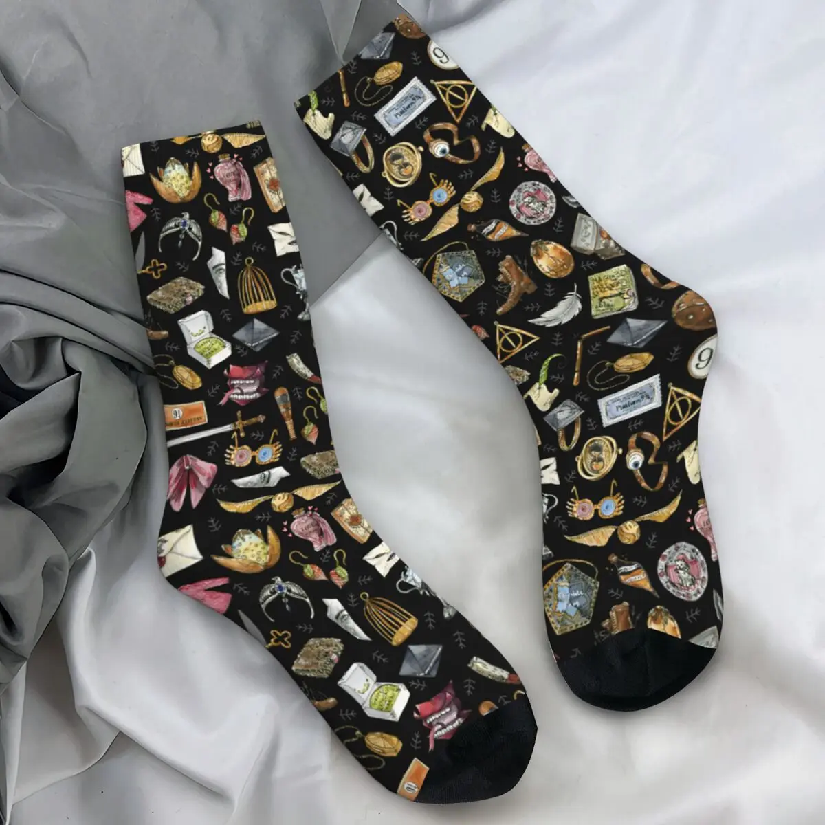 Cool Harries Movie P-Potters Magic World Calcetines de fútbol Calcetines de tubo medio de poliéster para mujeres y hombres antideslizantes