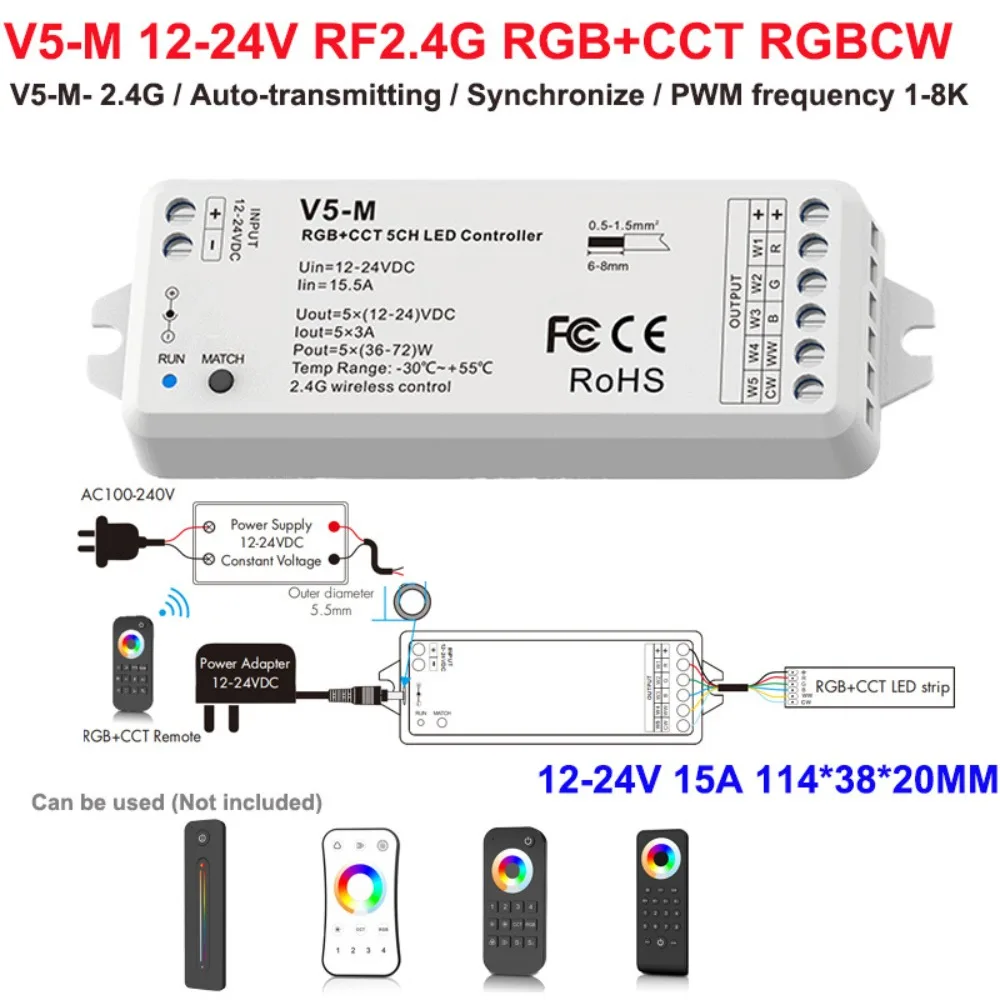 

Профессиональный контроллер постоянного напряжения для светодиодов DC12-24V, драйвер для светодиодных лент DIM/CCD/RGB, RF2.4GHz, ШИМ-диммер для дома