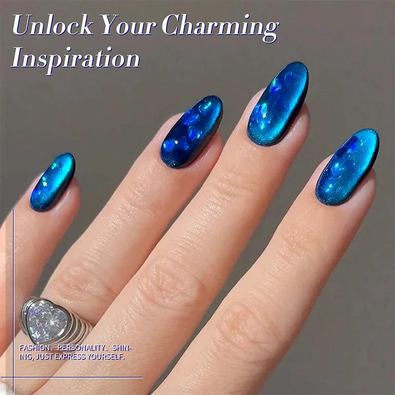 BORN PRETTY 10ml Blue Ore Cat Magnetic Gel Nail Polish Stunning Glitter Effect Long-Lasting Soak Off DIY Nail Art Manicure