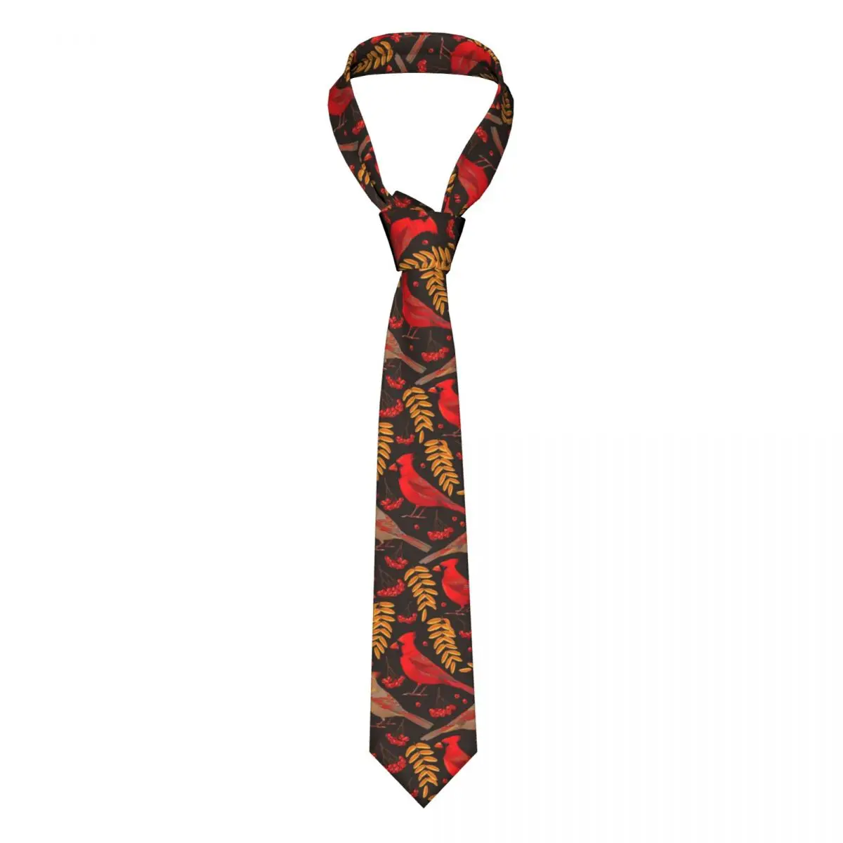 Cardinal Berries And Leaves Tie For Men Women Necktie Tie Clothing Accessories