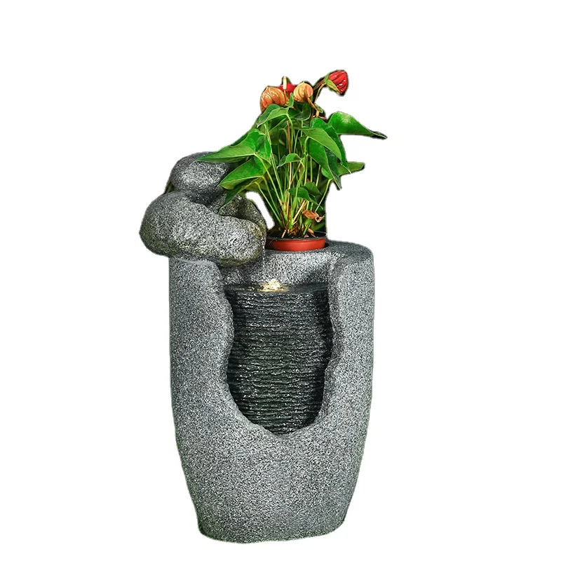 Nordic Flowing Water Furnishing Fountain Outdoor Garden Landscape Flower Pot Installation Home Decoration