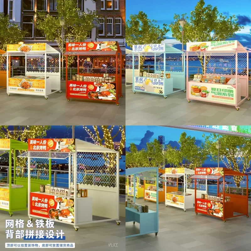 For Outdoor Iron Stall Display Rack Mobile Market Shelf Night Market Vendor Stand Durable Storage Organizer for Street