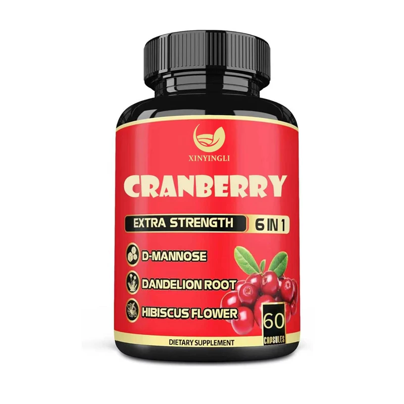 

6-in-1 women's cranberry capsules, 6 herbal extracts -60 vegetarian capsules
