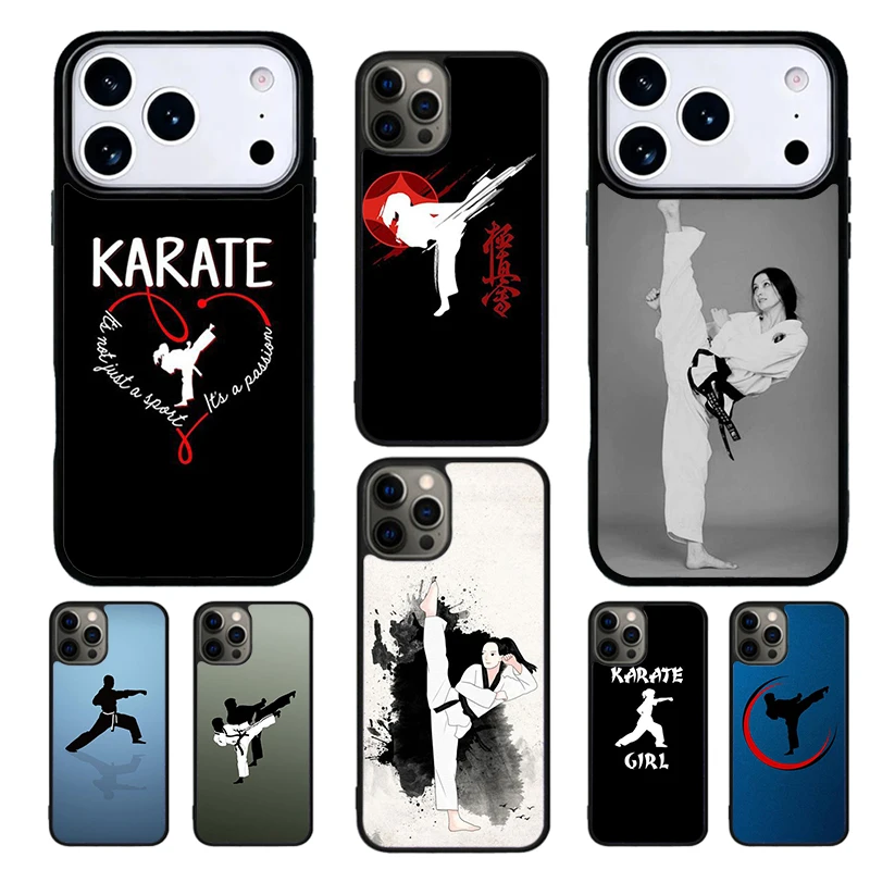 Чехол для телефона с узором «Девушка-каратистка» в японском стиле для iPhone 17, 16, 15, 14, 13, 12, 11 Pro Max Plus, 16E, 17 Air, мягкий чехол