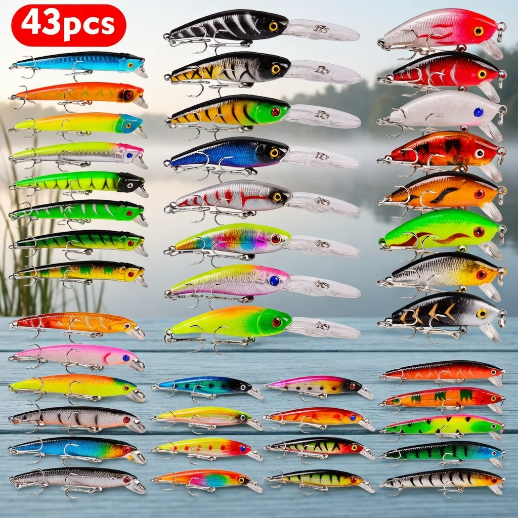 

43 lure sets for lure fish, soft bait, hard bait mixed, perch feeding mixed, all inclusive mixed