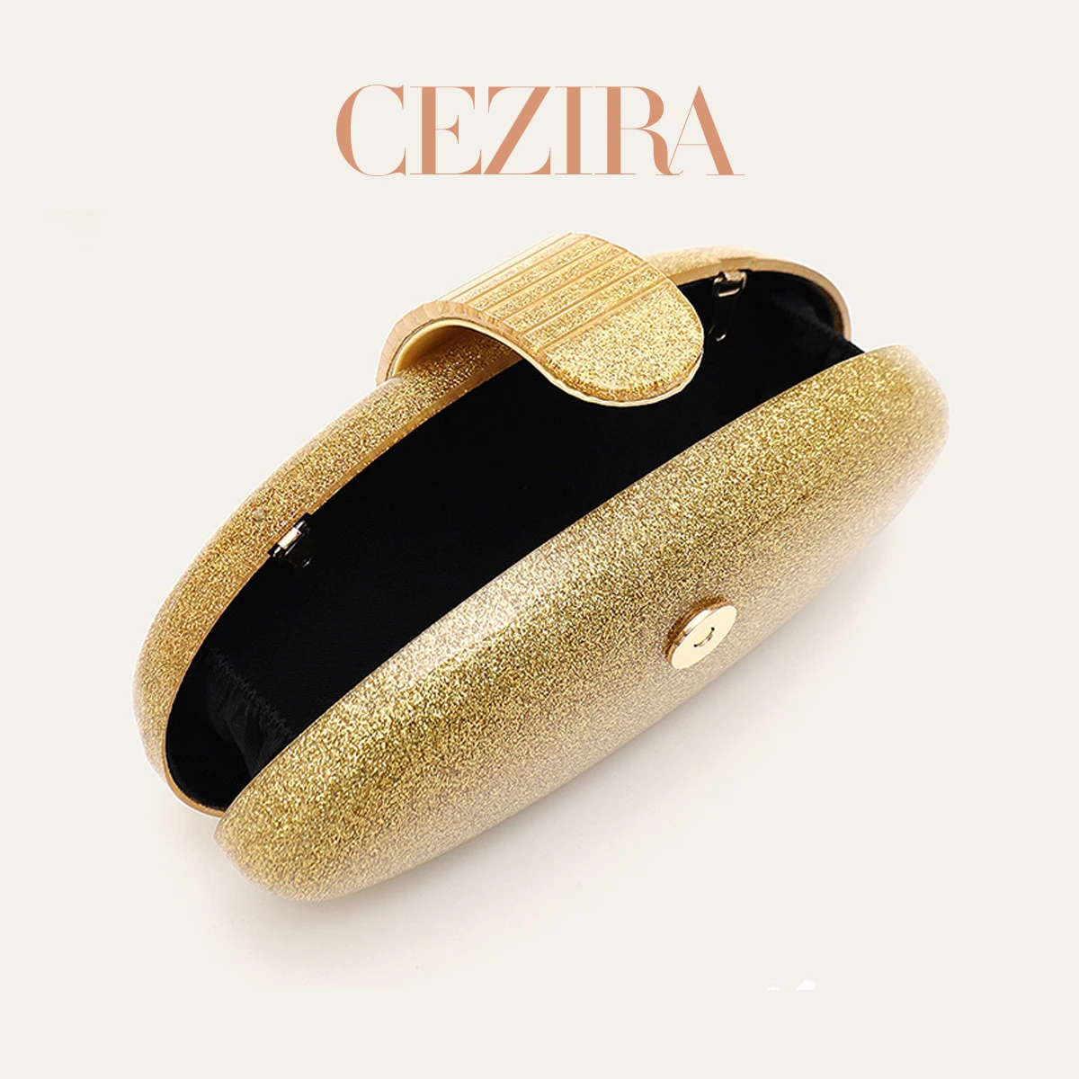 CR Oval Shape Small Acrylic Evening Clutch Bag Women Elegant Chic Magnet Snap Closure Metal Chain Purse For Date Banquet Wedding view 4
