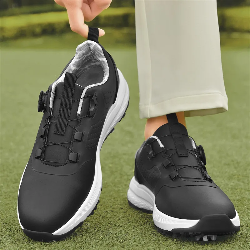 Buty golfowe mężczyźni oryginalny 2024 profesjonalny wodoodporny Golf z korkami trampki antypoślizgowe para Golf trening golfista obuwie