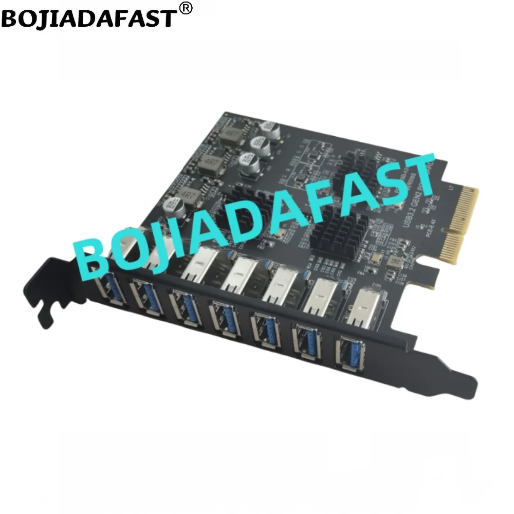 7 * 10Gbps USB 3.2 GEN2 Type-A Connector to PCI Express PCIe X4 PCI-E 3.0 4X Adapter Expansion Riser Card ASM3142