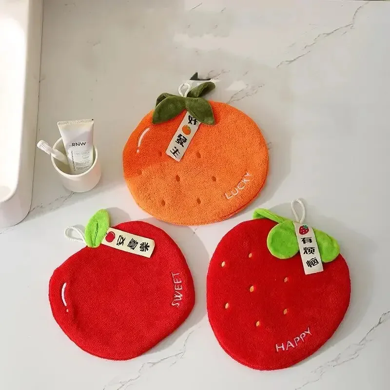 Hanging Coral Fleece Creative Fruit Hand Towel Kitchen Home Lazy Hand Towel Thickened Absorbent Kids' Towel