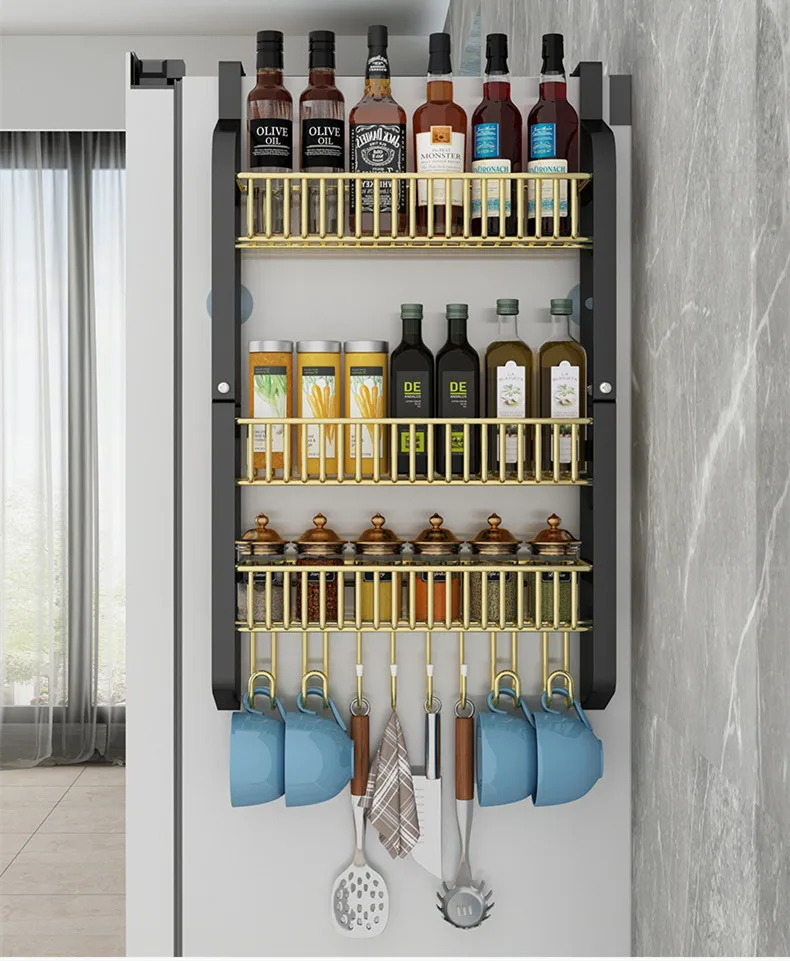 

Kitchen Refrigerator Sucker Mounting Storage Rack Multilayer Storage Condiment Bottle Tableware Snacks Sundries Organizer