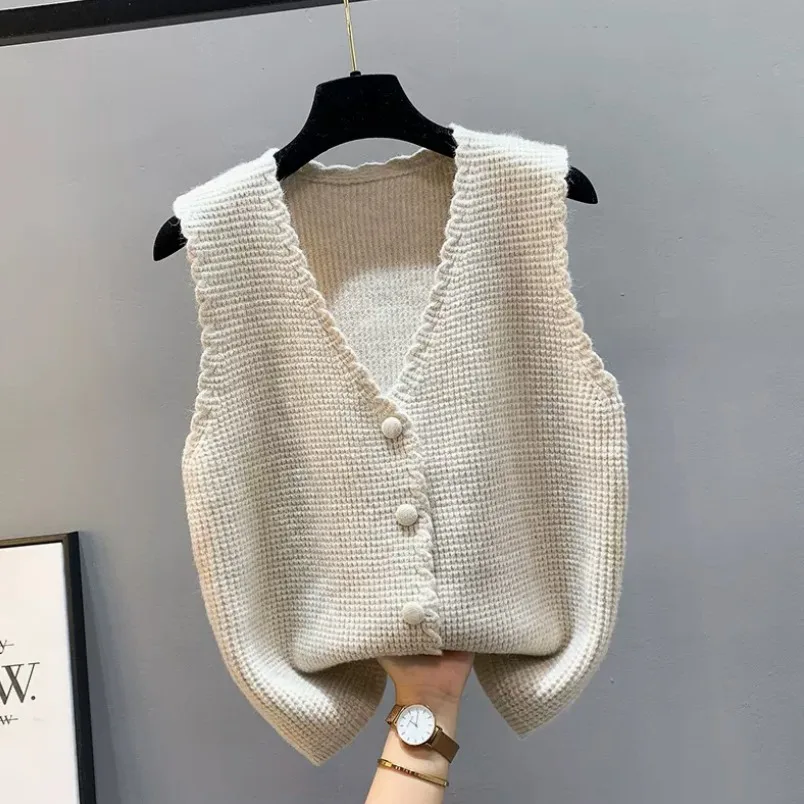 

Outlet женский вязаный свитер с v-образным вырезом, кардиган, жилет, верхняя одежда, стандартная длина, на одной пуговице, чистый цвет, весенний сезон