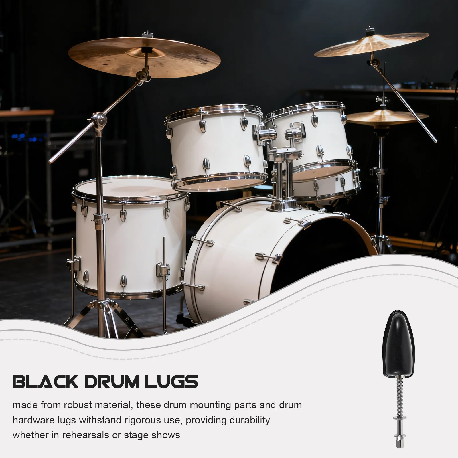 Black Snare Drum Lug Metal Drum Parts Percussion Mounting Hardware Replacement Attachments for Tuning Recording Live Performance