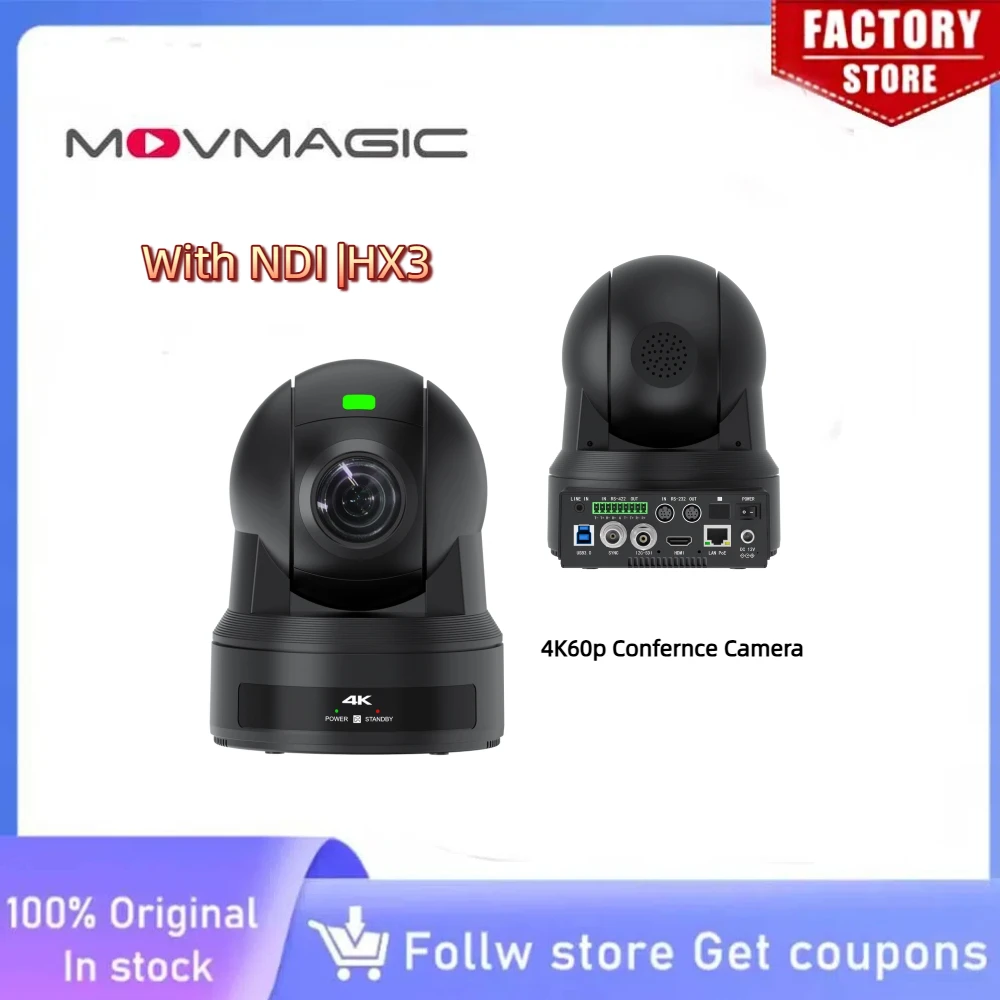

MOVMAGIC MC62-12G 4K60fps PTZ-камера с Free-D, TimeCode, распознаванием жестов, HDMI, USB3.0 для конференций и образования