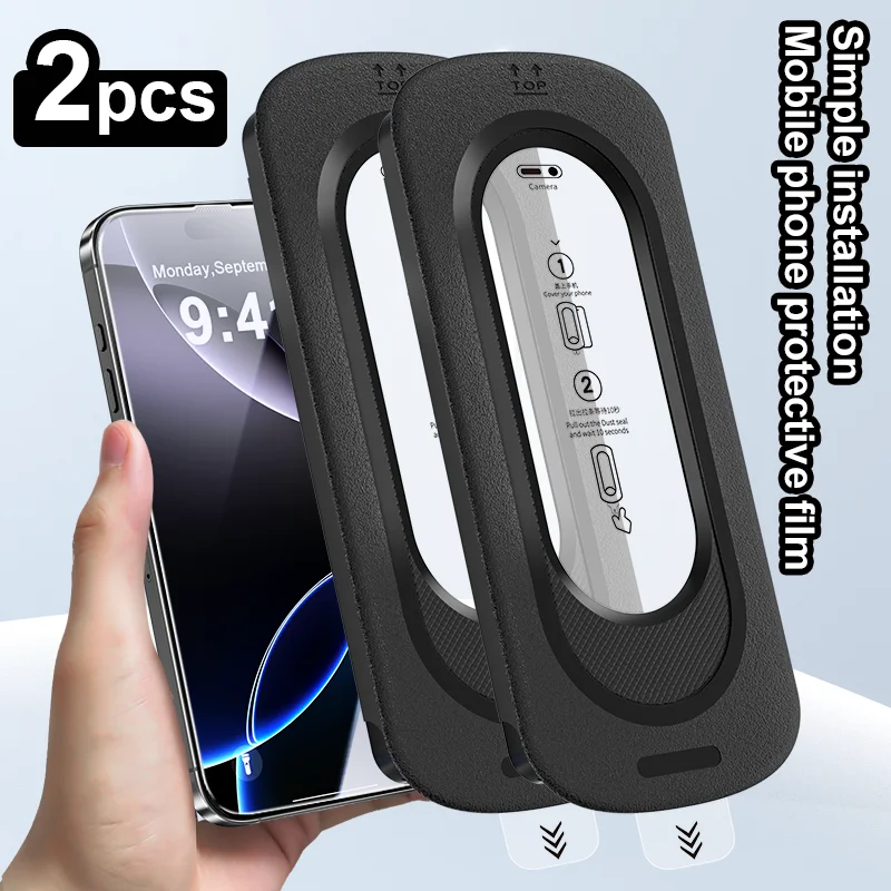 2pcs Screen Protector for iPhone 18 17 16 15 14 13 12 Pro Max Dust FreeTempered Glass With Alignment Mounting Cover Easy Instal