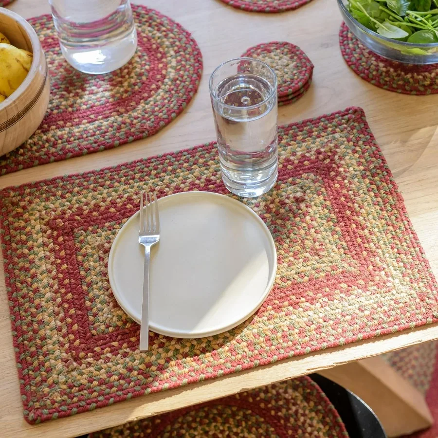 

Подставки для столовой Cider Barn, теплый деревенский декор, набор из 6 шт., красные - прямоугольные коврики для стола 13x19 — яркие цвета, прочный, Ea