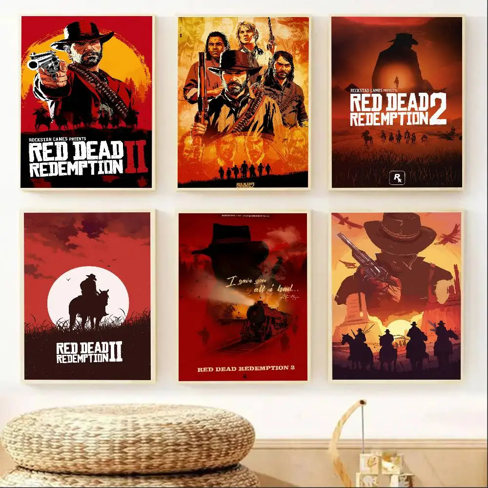 Game TV-Red-Dead-Redemption 2 Good Quality Prints and Posters Waterproof Paper Sticker Coffee House Bar Posters Wall Stickers