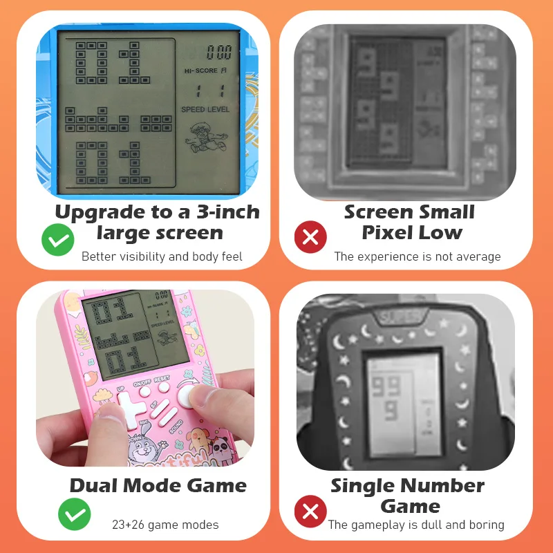 NEW Classic Retro Game Console 23+26 Game Modes Handheld Game Console Dual Mode Switching Eye Protection Gift for Children's