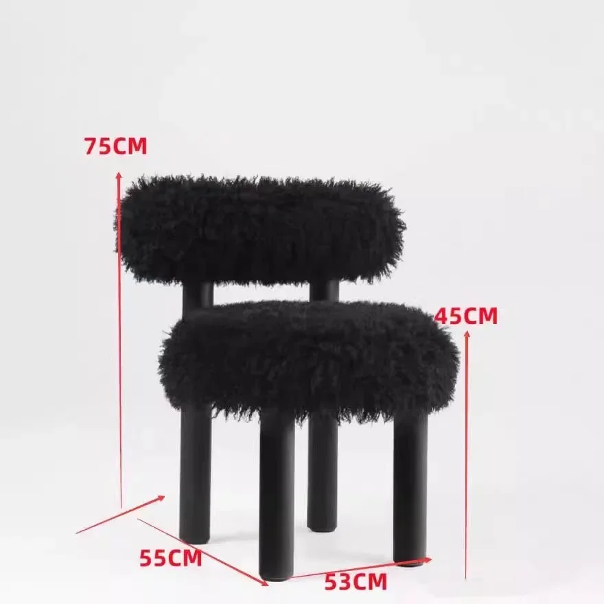 Modern Simple Ins Style Long Hair Chair Designer Home Back Dressing Art Makeup Chair Home Living Room Dining Chair