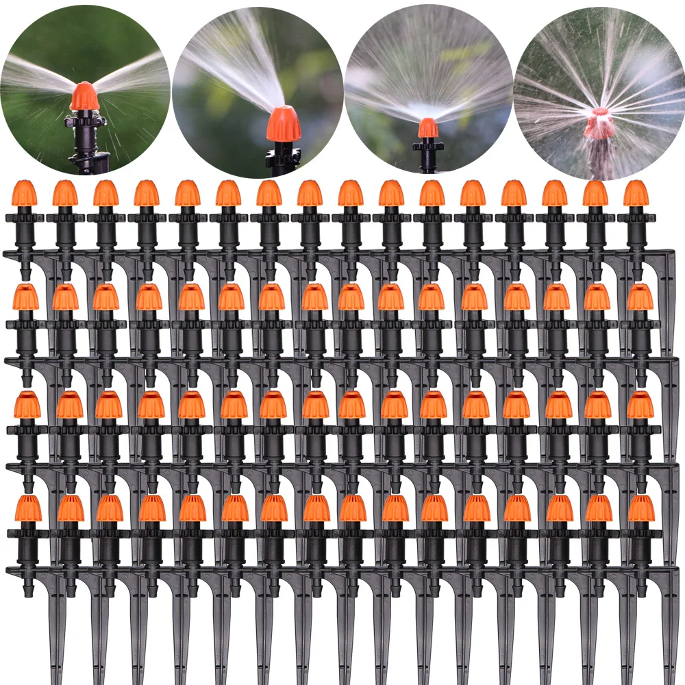 Image of 15 Stück Garten-Bewässerungsdüsen 7,5 mm mit 15 cm Halterständer 90° ° /180 ° /360 ° Winkelverstellbarer Streifensprühkopf für Gartenbewässerung