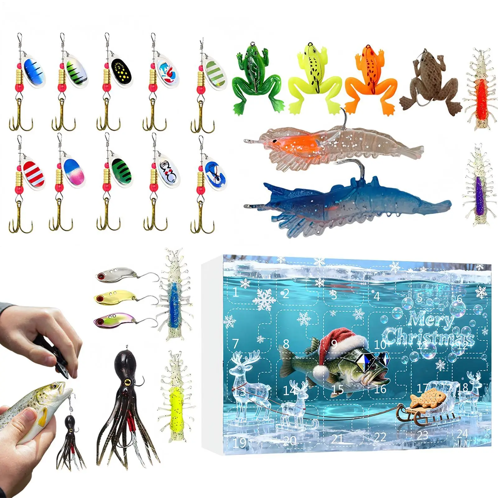 

Fishing Lure Christmas Countdown Calendar 24 Days Advent Countdown To Christmas Fishing Bait Set For Dad Boyfriend Teens Men