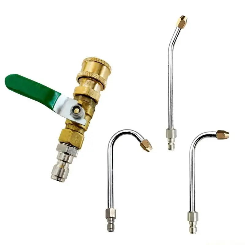 D0AB Car Wash Wand 4 Piece Metal Cleaning Rod Set with Angled Tips for Air Conditioner and Household Use Daily