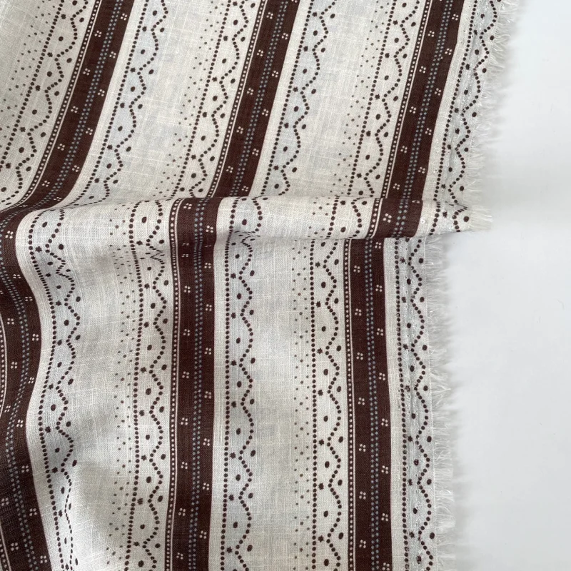 

Retro striped cotton fabric for shirt dress handcrafted fabric