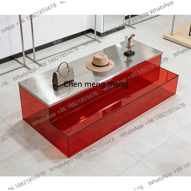 A74Clothing store, shoe and bag jewelry display table, display island, stainless steel display stand