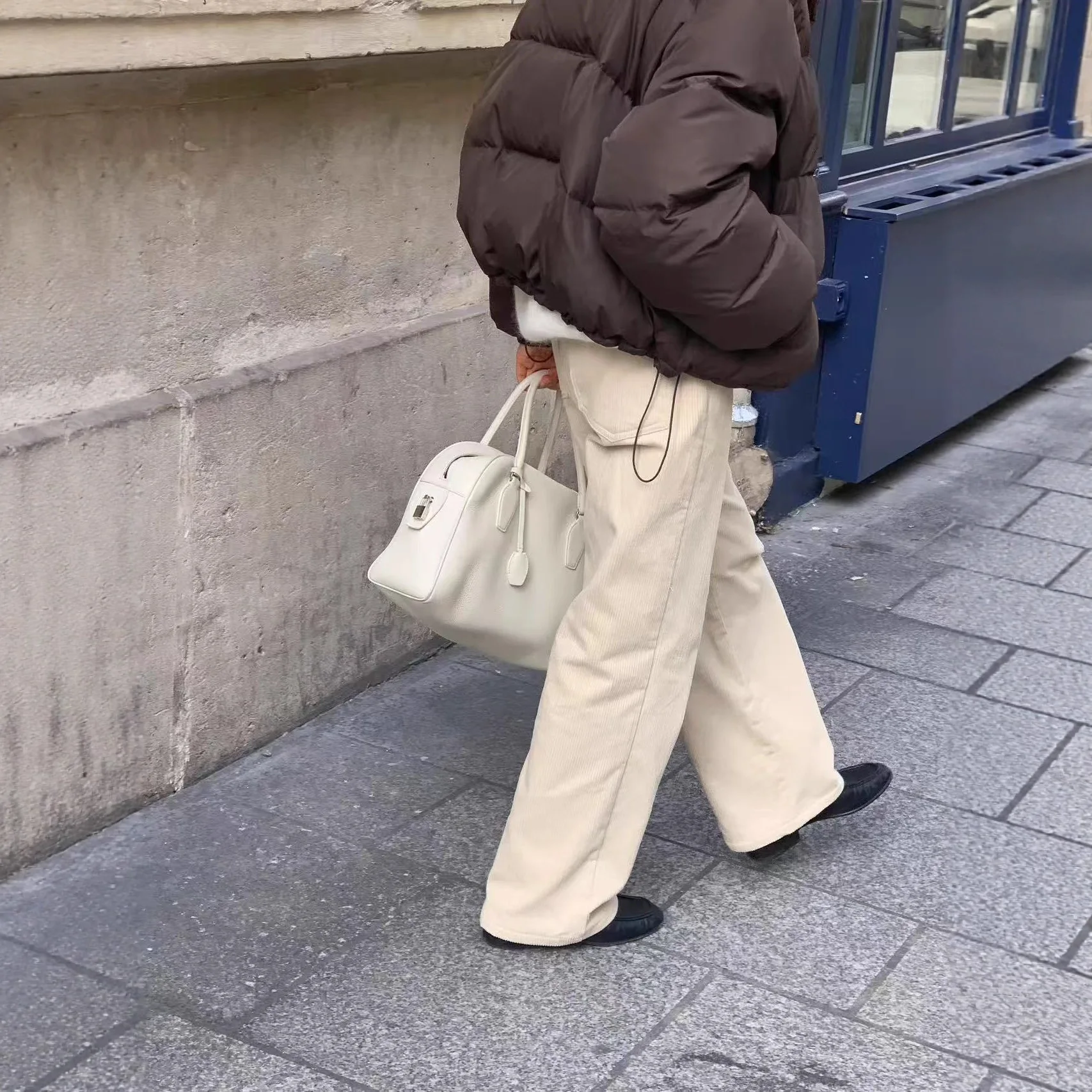 

Женские повседневные брюки из вельвета с высокой талией на флисовой подкладке, универсальные длинные брюки в стиле ретро, модные зимние 2025 года