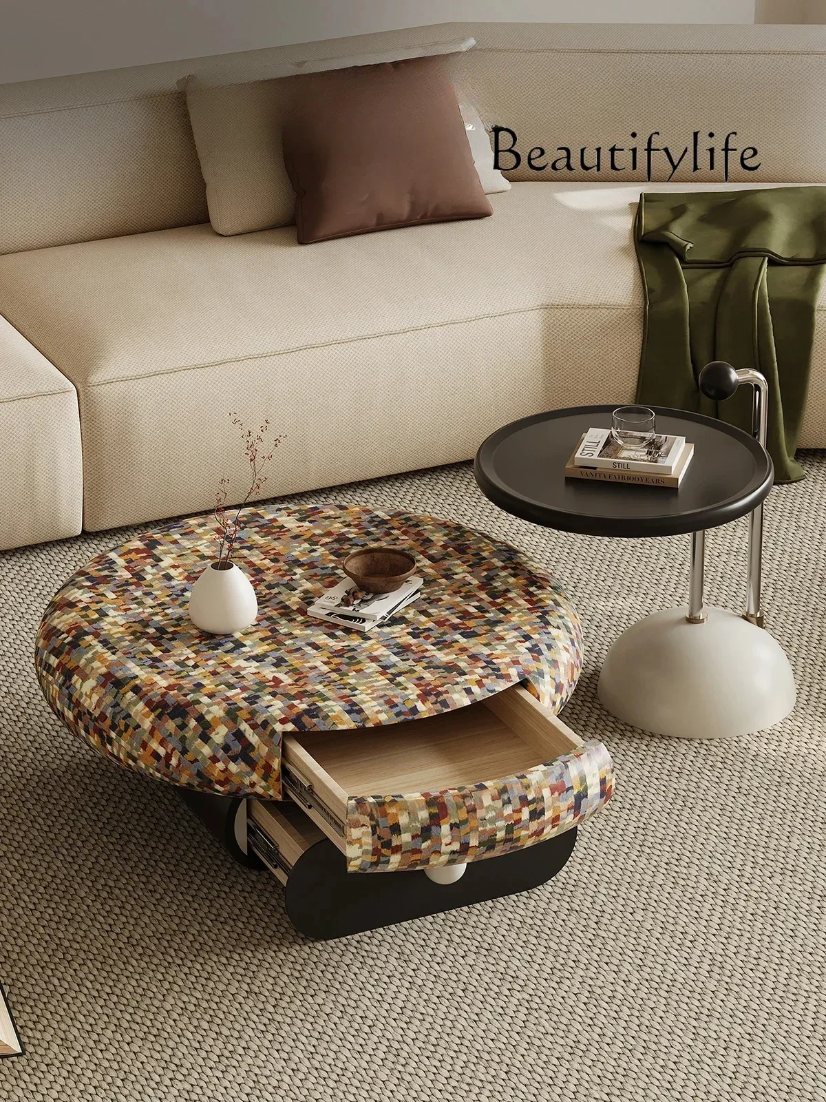 Rainbow coffee table combination creative round Italian minimalist household small apartment