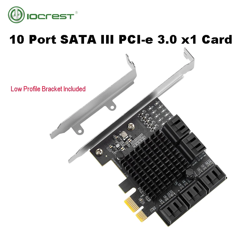 IOCREST PCIe gen3 x1 to 10 Ports 6G SATA III 3.0 Controller Non Raid Expansion Card Low Profile Bracket