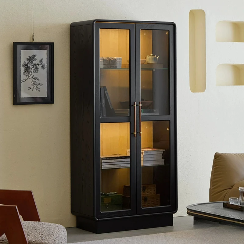 Solid wood floor-to-ceiling bookcase, locker integrated living room, household wall storage, display cabinet