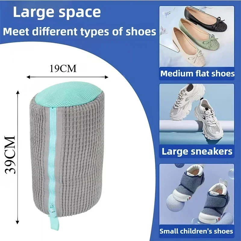 Maschinenwaschbarer Schuhwasch- und Trockensack mit weicher Faser – robuster Polyester-Wäscheschutz für Schuhe, verstellbarer Riemen