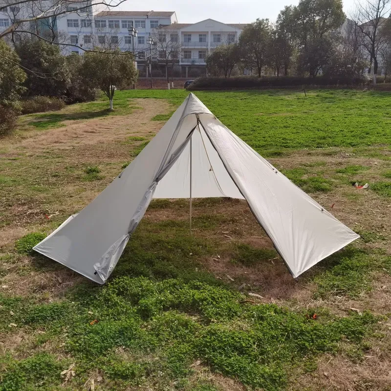 Ultralight 20D Silicone Coated Nylon Camping Tent with Stove Jack Pyramid Design Waterproof 4 Person Outdoor Shelter for