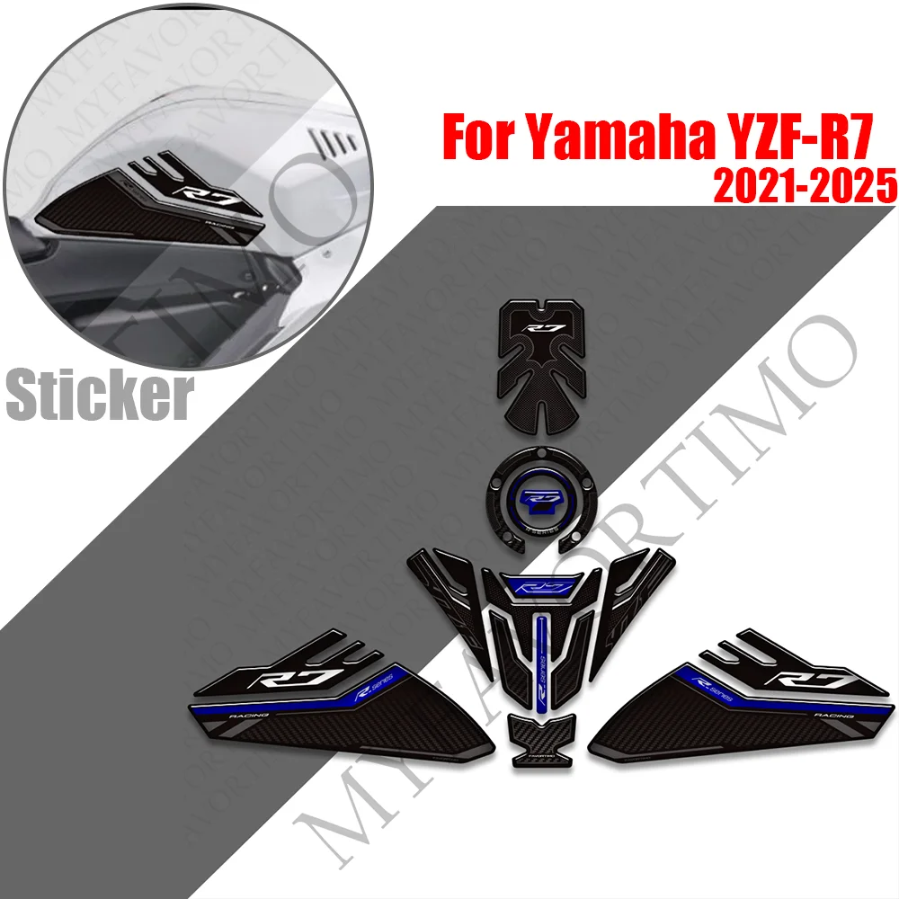 

Motorcycle For Yamaha YZF-R7 YZFR7 YZF R7 Tank Pad TankPad Cap Grips Gas Fuel Kit Knee Stickers Decals Protection 2021 - 2025