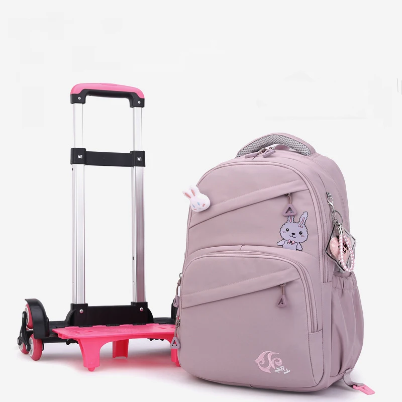 School Wheeled Backpack For Girls School Bag With Wheels Trolley Bag Rolling Student Backpack Travel Bags Kids School Bag