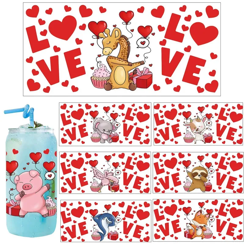 

XOXO Happy Valentine's Day Cuet Cartoon Sticker Party DIY Decals 3D transfers uvdtf tumbler seal stickers 16oz uv dtf cup wraps
