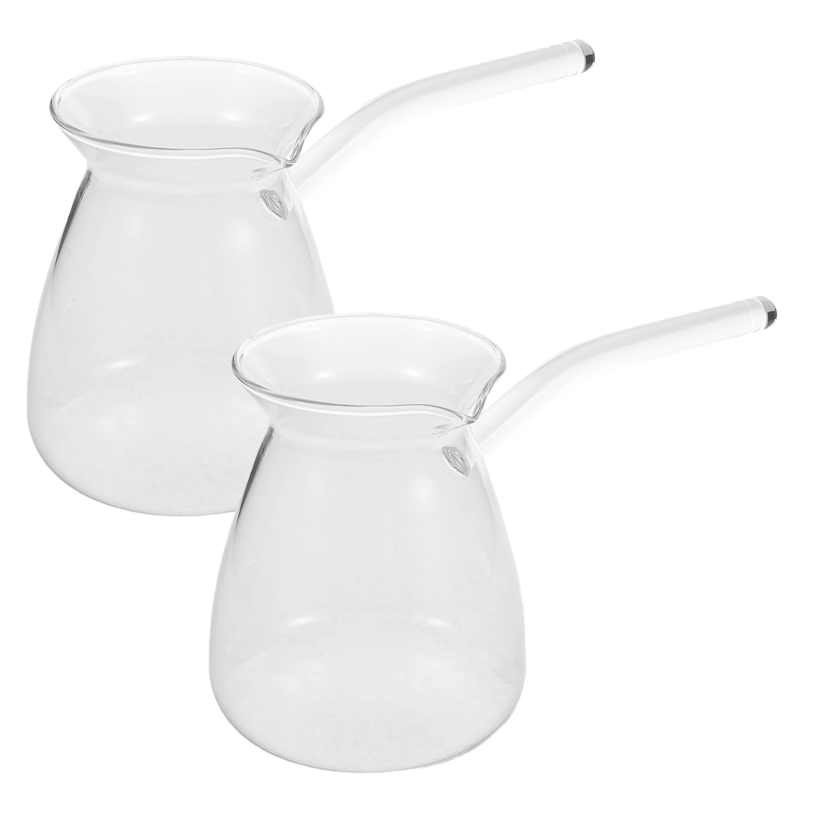 

2Pcs Glass Coffee Pot 450Ml High Borosilicate Side Handle Turkish Cezve for Hot Milk Tea Brewing Stovetop Compatible Glass Jug