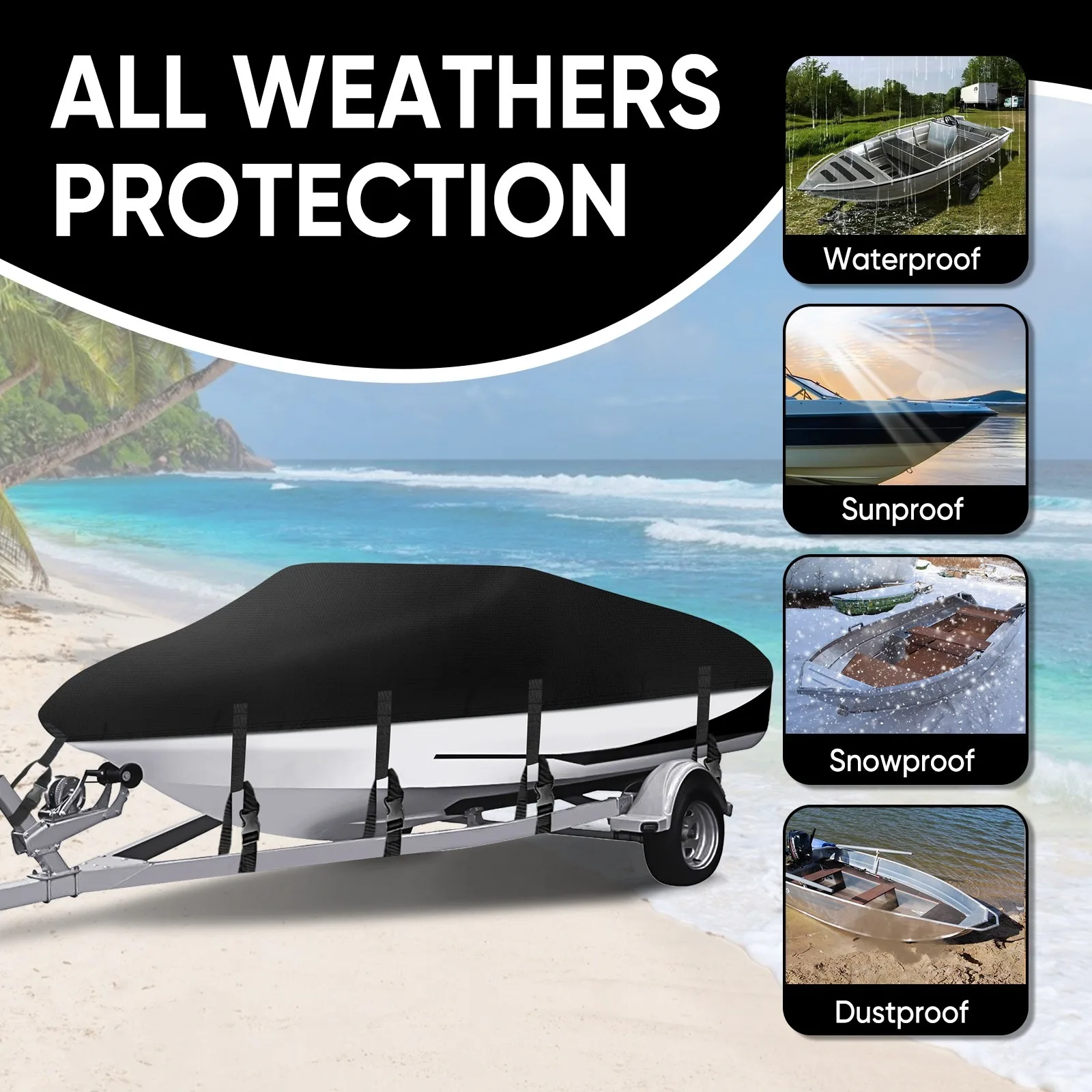 

Heavy Duty 17-19ft/5.2-5.8m Trailerable Jumbo Boat Cover Waterproof Marine Grade