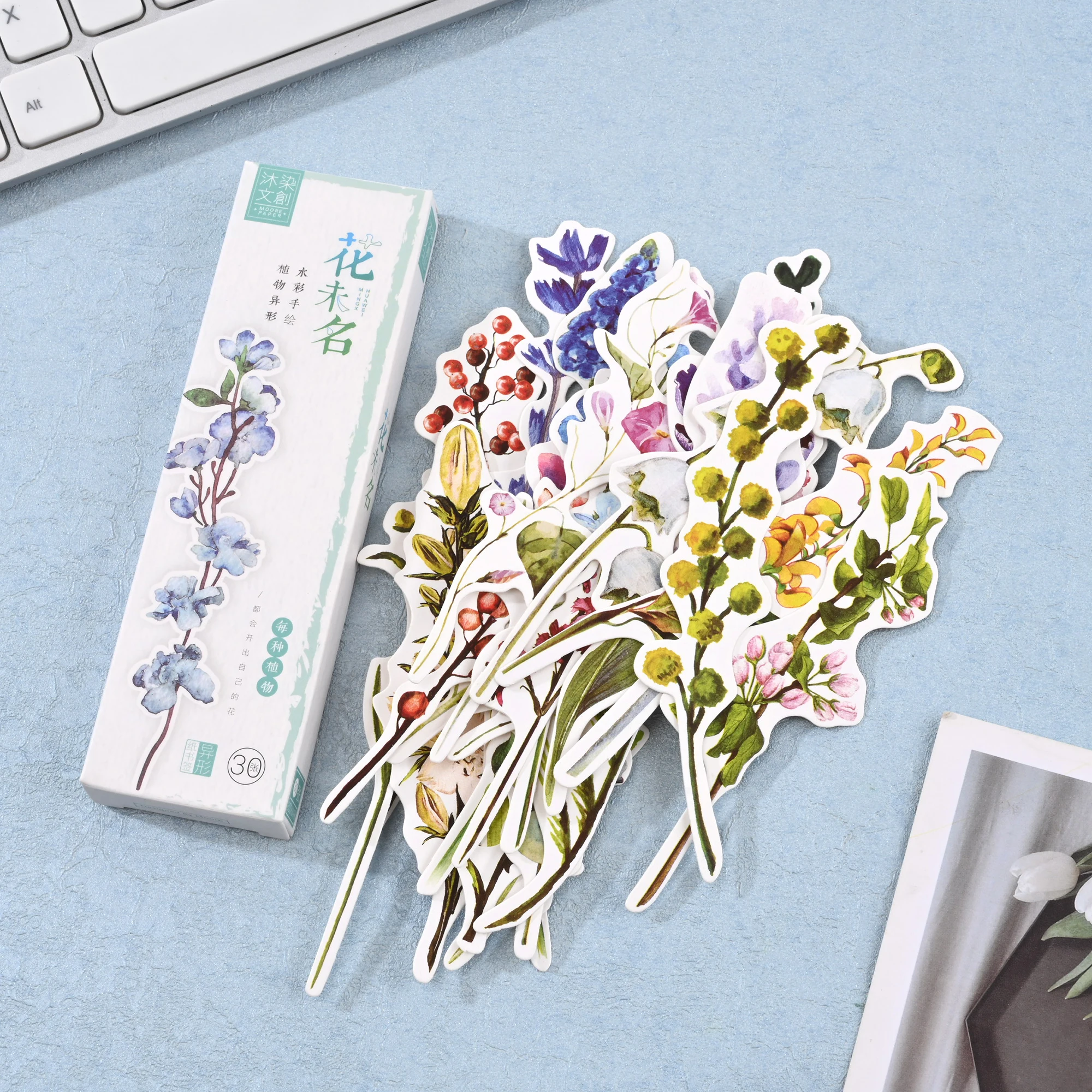 

30 Pcs/Box New Plants Flower Paper Bookmark Stationery Bookmarks Book Holder Page Markers School Office Supplies