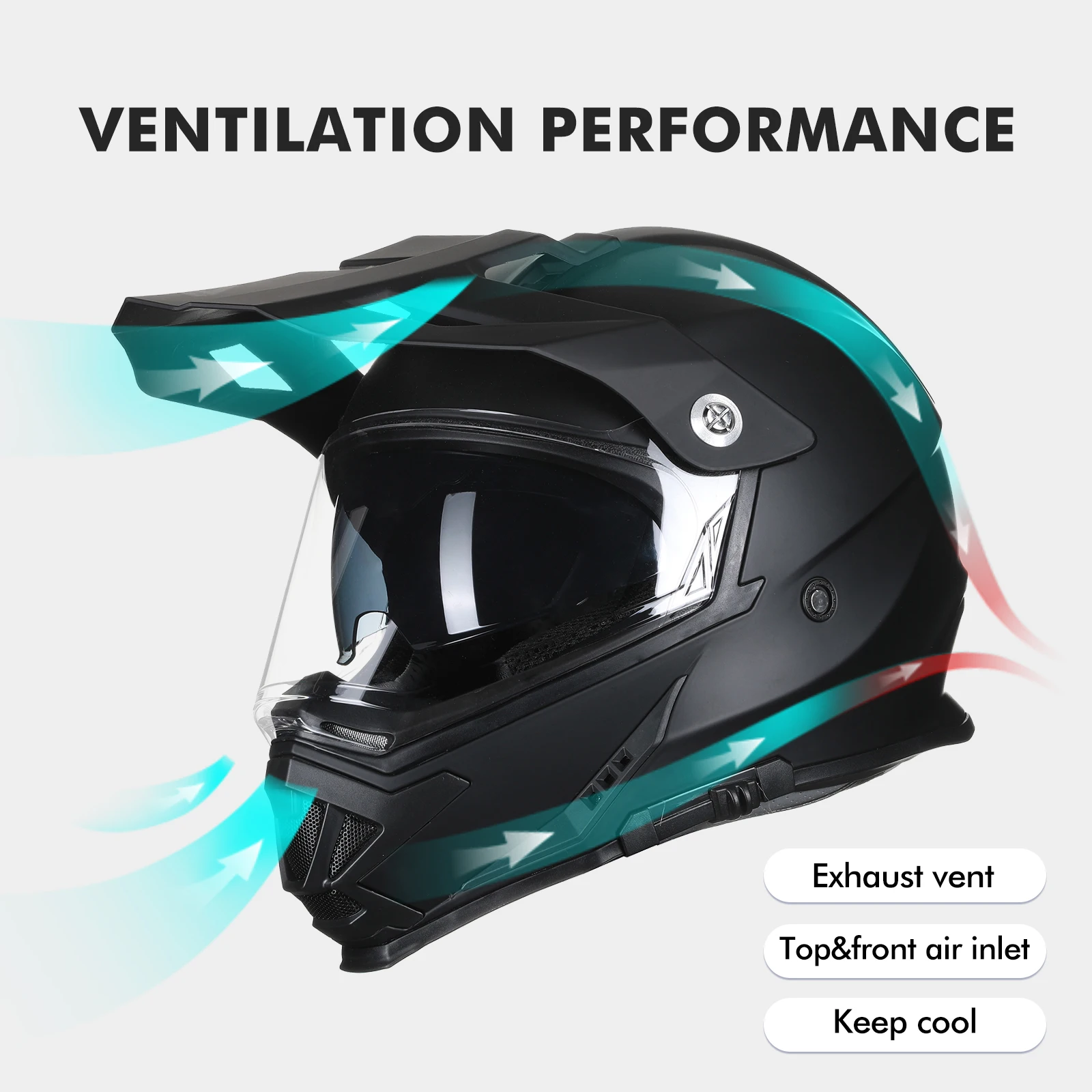 Full Face Motorcross Dirt Bike Helmets Dual Sports Helmet for Man and Women Can Be Installed GOPRO DOT Approved Triangle AH609