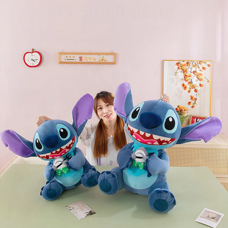 

Милая плюшевая кукла Disney Kawaii Shark Stitch, идеально подходящая для детей, подарок на день рождения, Рождество, очаровательный плюшевый амигуруми