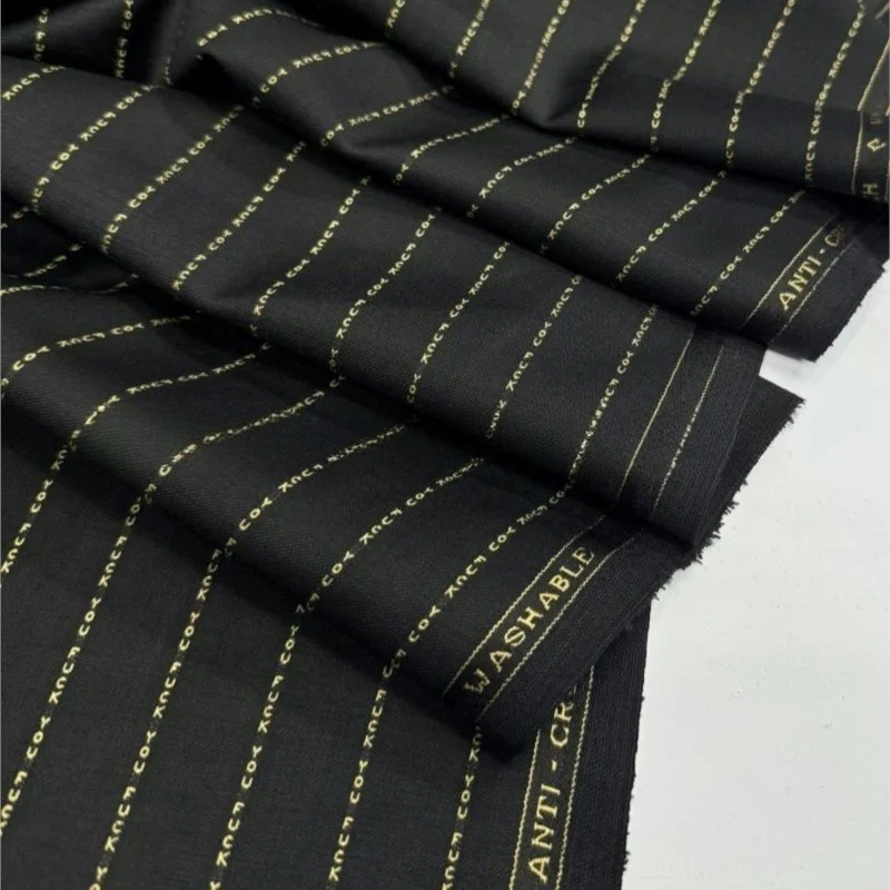 Striped suit fabric 100% pure wool anti-wrinkle machine washable natural elastic