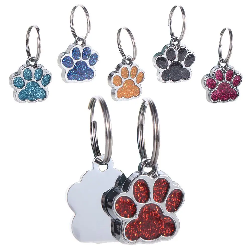 

Cat Dog Paw Print Dog Cat Tags Personalized Anti-Lost Pet Glitter Pendant Exquisite with Hook Pet Collar Tag Pendant Kitten