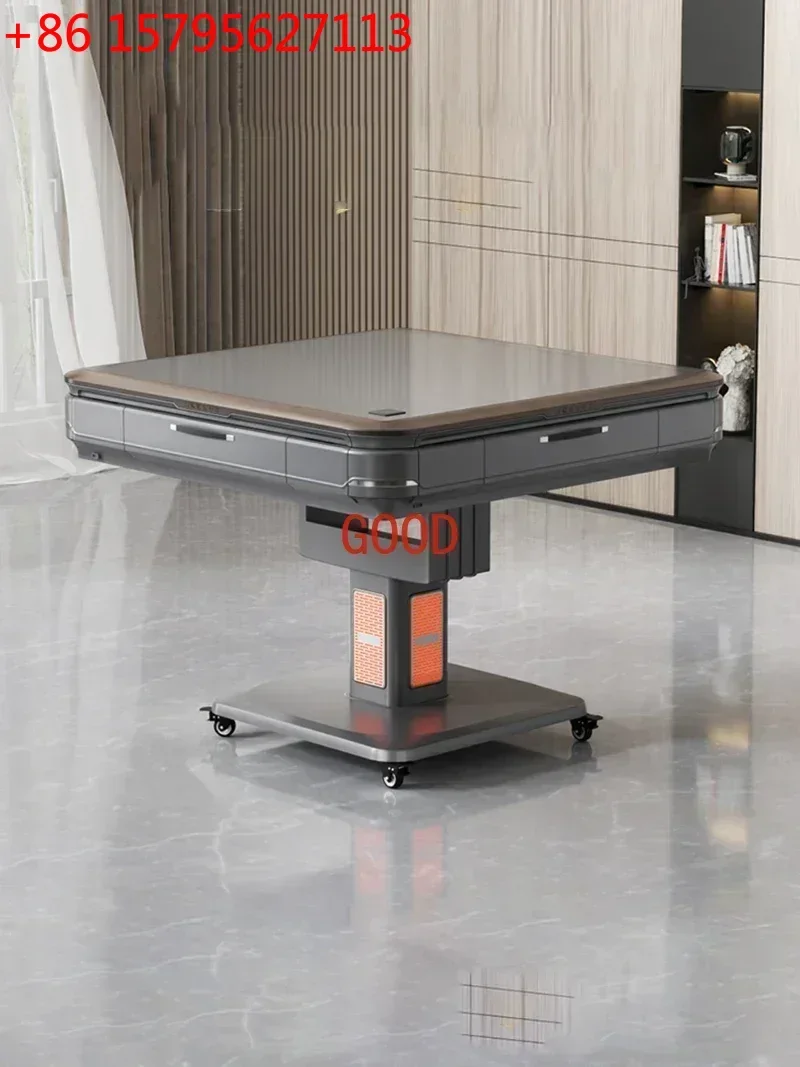 Mesa de Comedor Warm Breeze con Cajón de Almacenamiento, Mesa de Mahjong con Sistema Automático de Repartición de Fichas, Mesa de Comedor de Bajo Volumen, Muebles para el Hogar LVMC