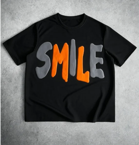 2026 Men's casual round-neck short-sleeved smiley face T-shirt with pattern print, casual short-sleeved summer shirt