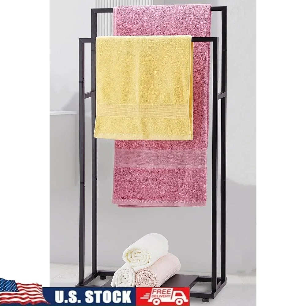 

39-дюймовая высокая стоячая вешалка для полотенец, 2-уровневая подставка для полотенец из нержавеющей стали, полки для хранения, современная сушилка для бассейна