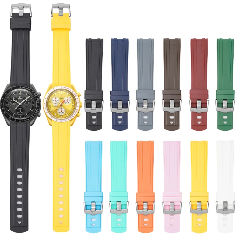 Bands for Omega Seamaster 300 Joint MoonS-Watch 20mm Curved Rubber Watch Strap Sport Wrist Bracelet for Seiko Huaiwei Watch image 2
